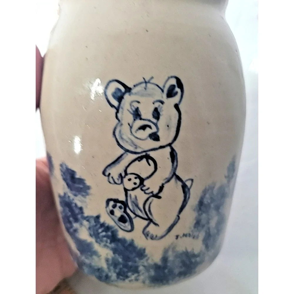 Vintage Paul Storie Pottery Vase Marshall TX‎ Dancing Bear Crock 6.5